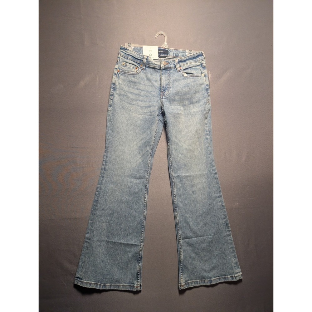 Aeropostale Flare Jeans Womens 4S Blue Denim Cotton Stretch Mid Rise Light Wash